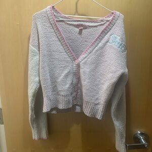 Vintage Juicy Couture Pink and Cream Cardigan Sweater